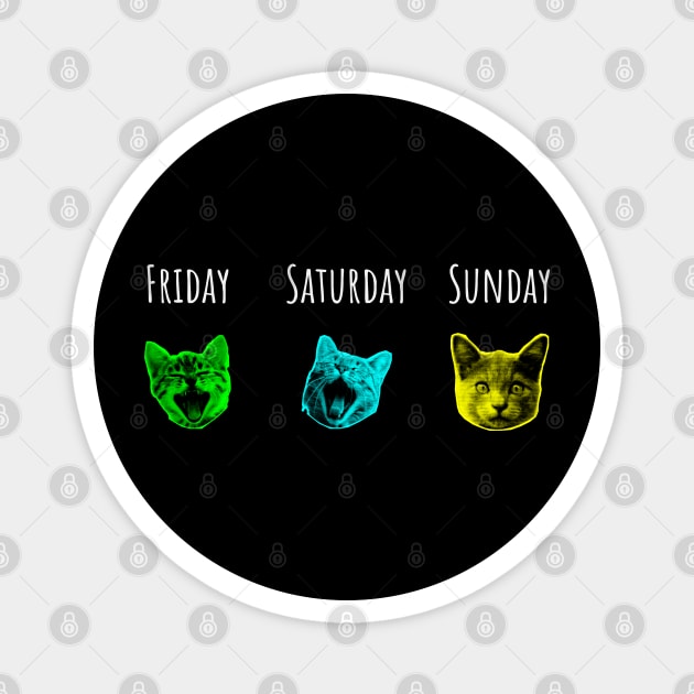 Weekend Vibes Cat: Catshirt Humor Funny Cat Lover Magnet by Stylecombinator